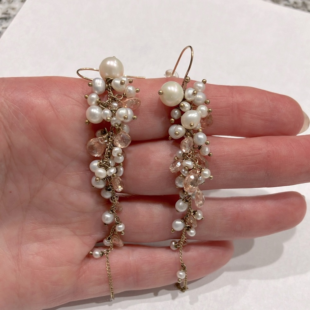 ALEXIS BITTAR Vintage Gold, Pearl & Crystal Statement Earrings